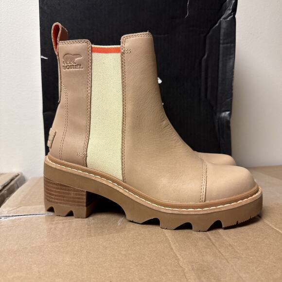 Sorel Tan and Cream Chunky Heeled Boots - Picture 1 of 7